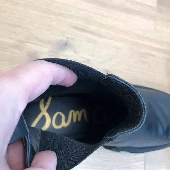 Sam Edelman Daelyn Chelsea Boots Womens 9 Black Leather Chunky Sole - Picture 11 of 17